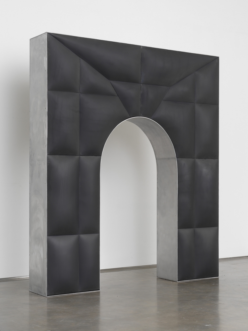 Untitled, 2017, Fiberglass-reinforced plaster and oil on cotton, wood, aluminum