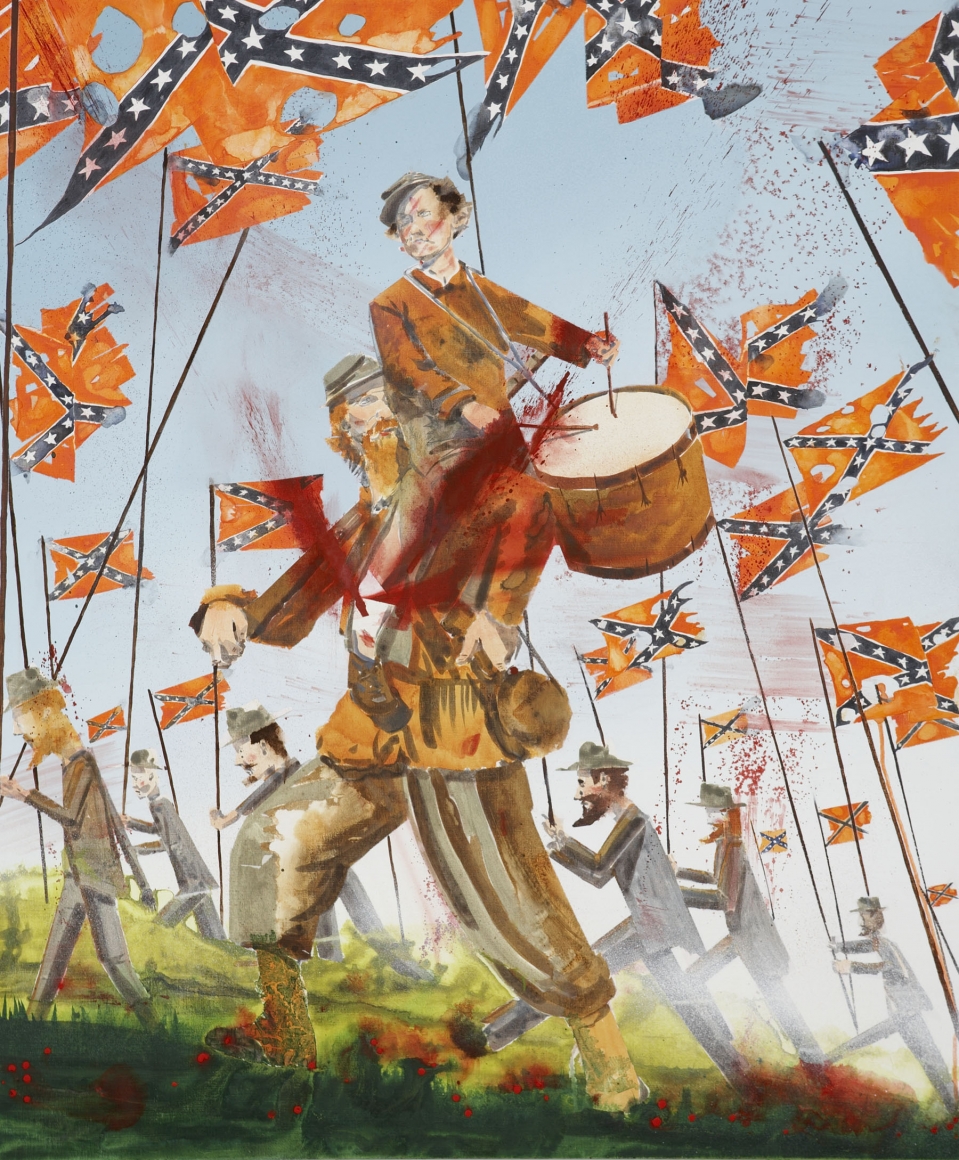 painting with confederate soldiers and drummer by barnaby furnas