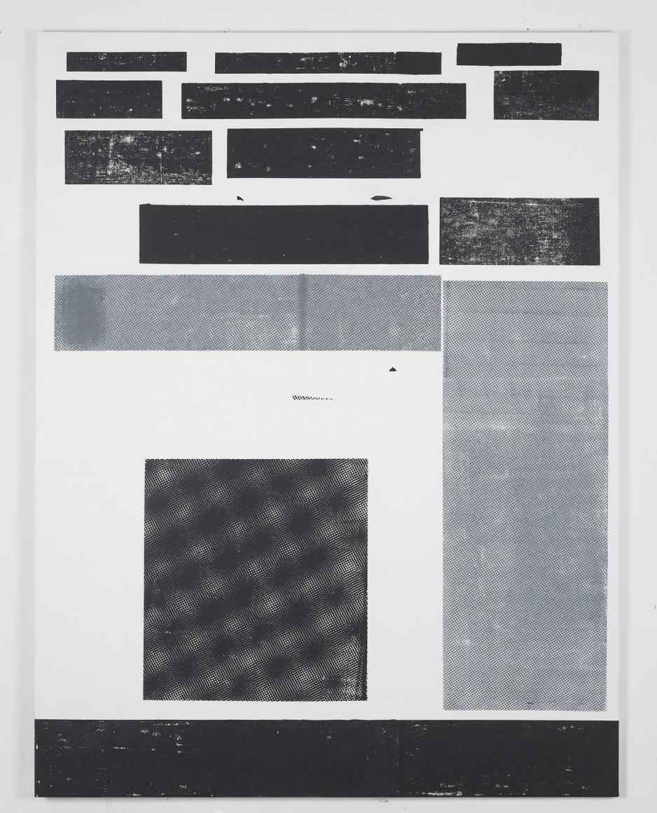 black and white grid painting by melissa gordon