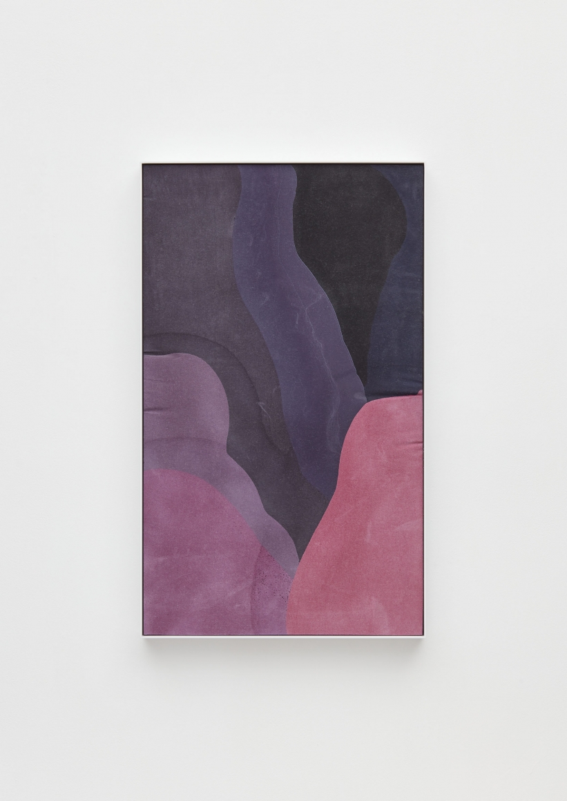 a purple abstract curving painting by the contemporary artist anthony pearson