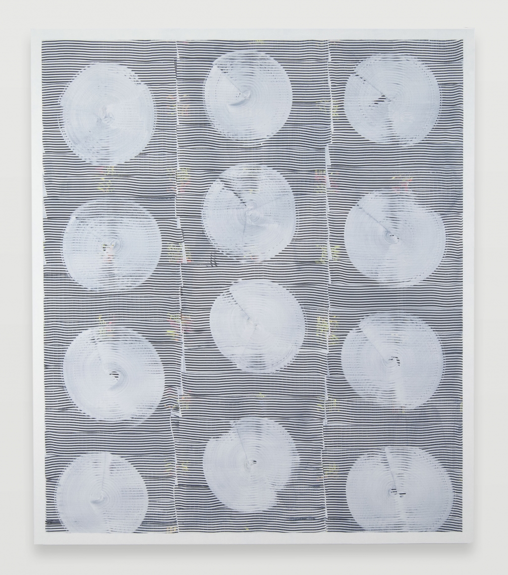 geometric abstract painting by Julia Dault in an art gallery available for purchase