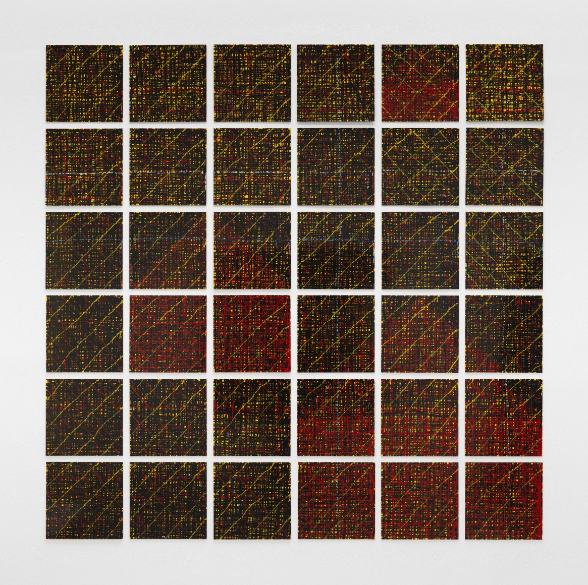 Houses: Thin Lines, 1998, Enamel over silkscreen grip on baked enamel, steel plates
