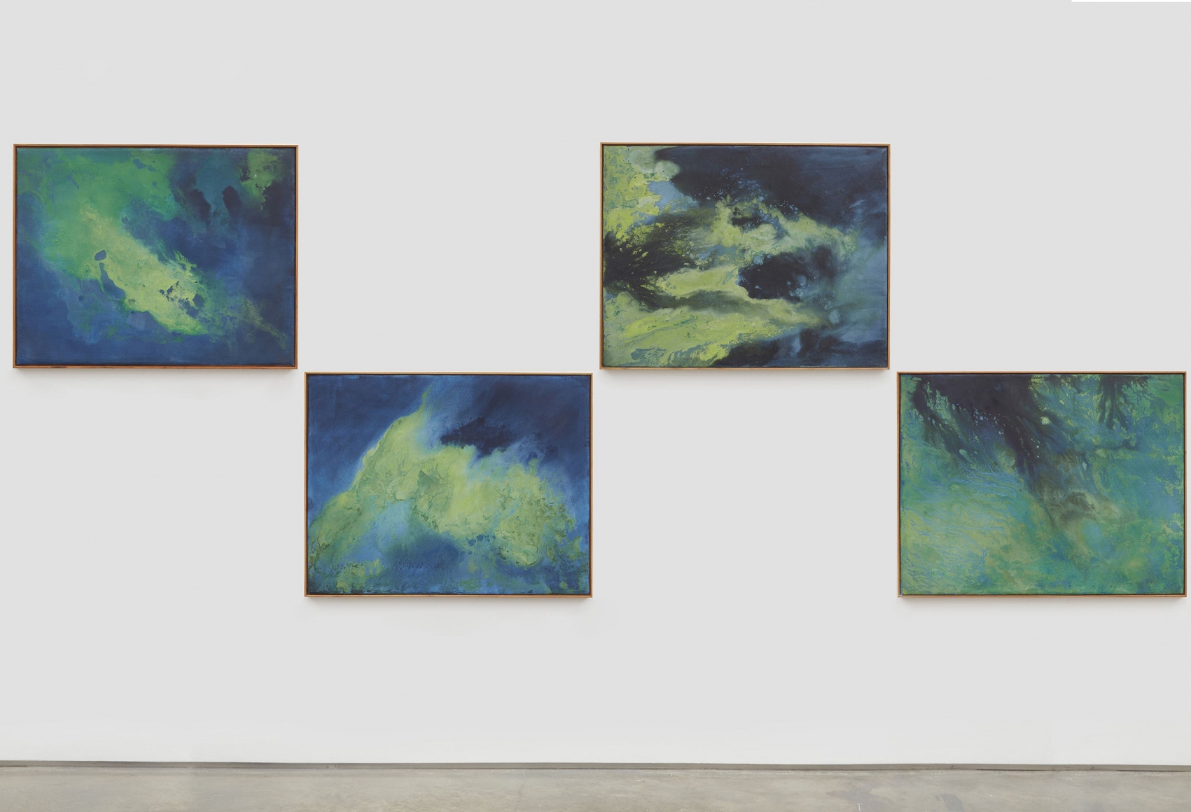 four artworks by brazilian artist thiago rocha pitta in a contemporary art gallery