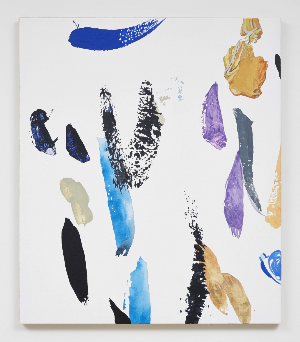 painting by melissa gordon with shocks of color on white background