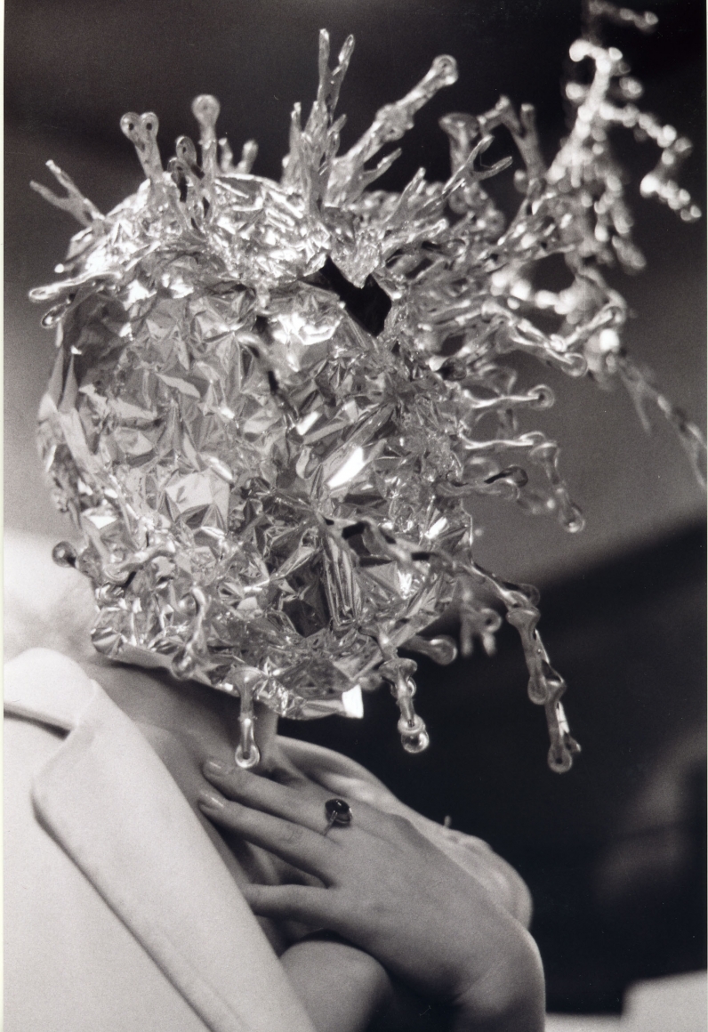 photograph of a woman with crystals covering her head by minoru hirata