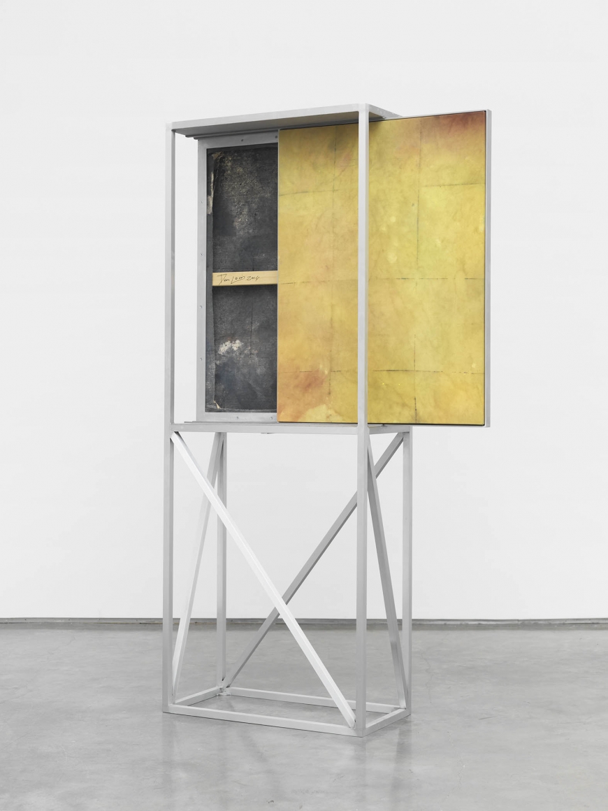 (painting cart), 2014, Oil and pigment on canvas in aluminum armature 