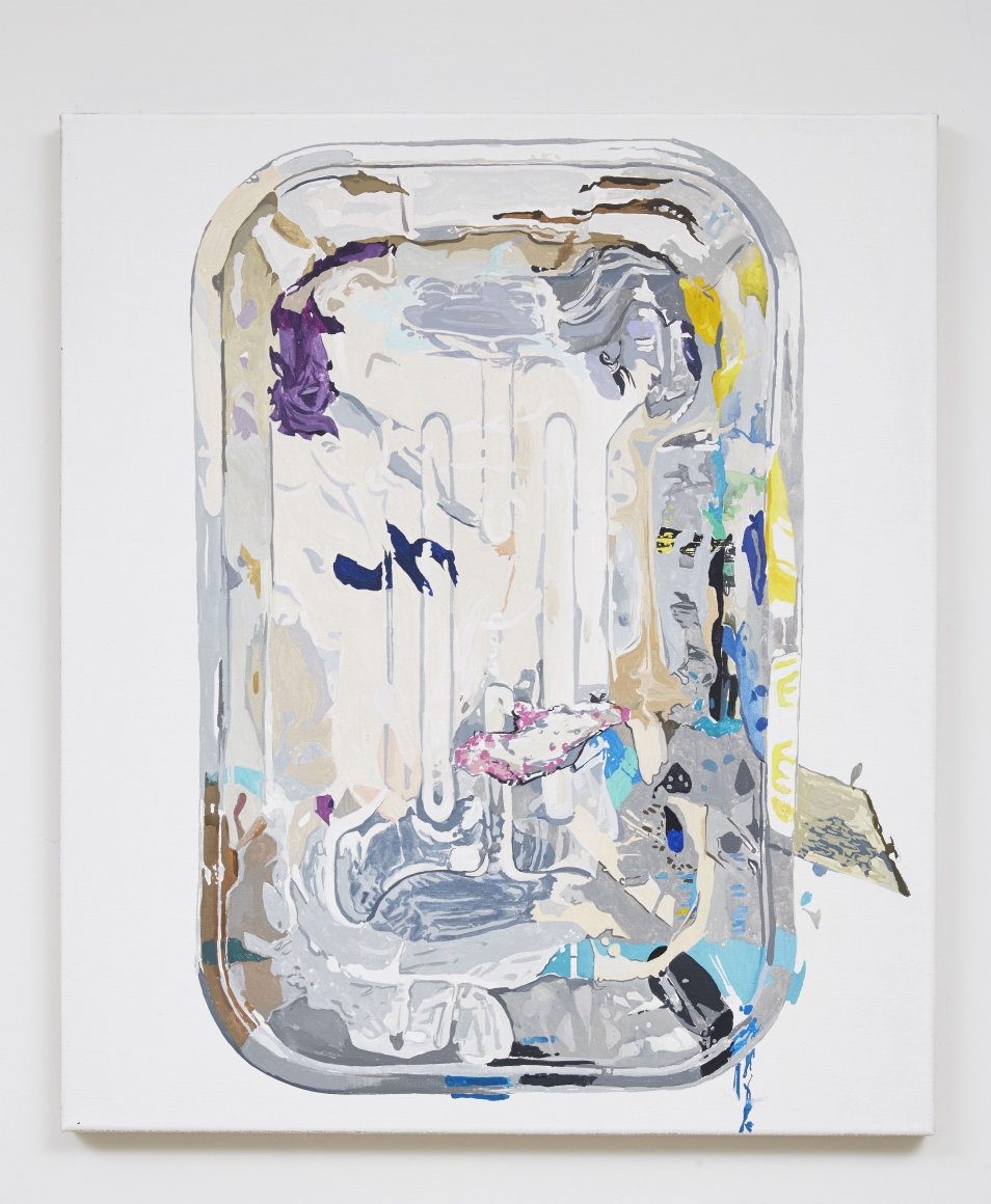 painting by melissa gordon with mass of enmeshing colors against white background