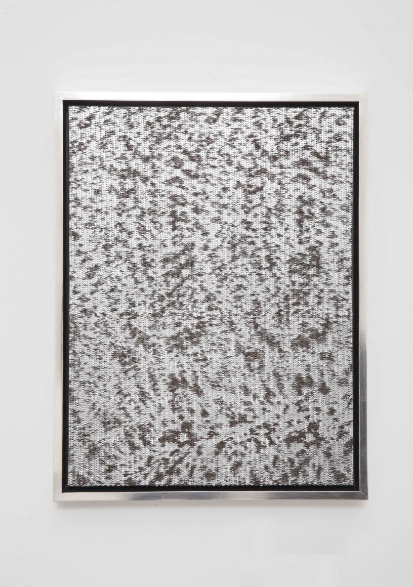 Sound of Silver, 2014, Leather on canvas in gold-leafed wood frame