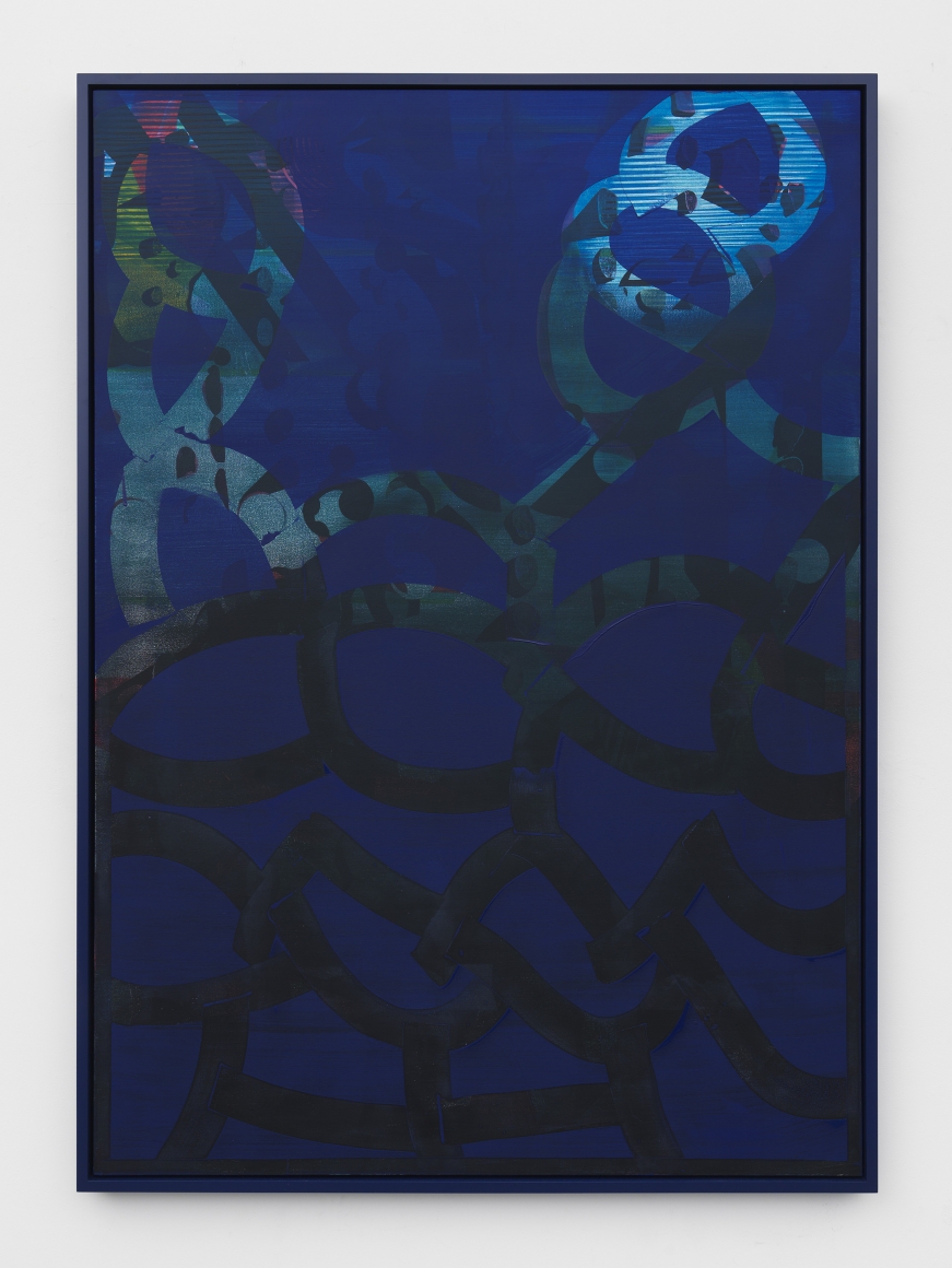 Moonshine, 2018 Acrylic and oil on canvas in painted wood frame