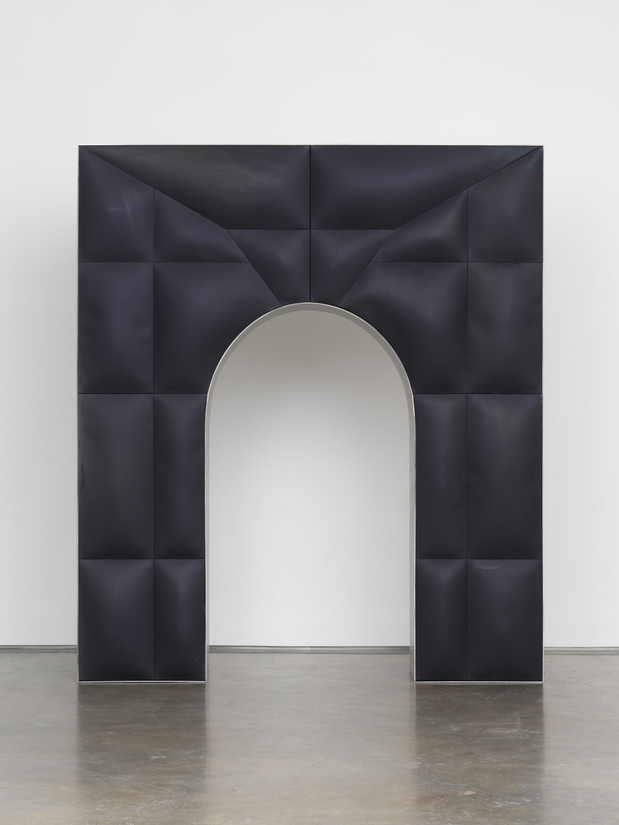 Untitled, 2017, Fiberglass-reinforced plaster and oil on cotton, wood, aluminum