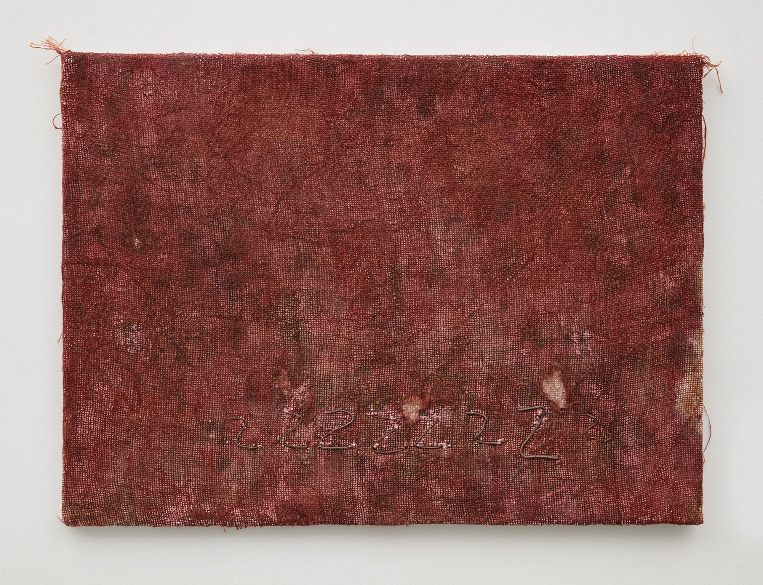 Jay Heikes, Z painting dyed red burlap