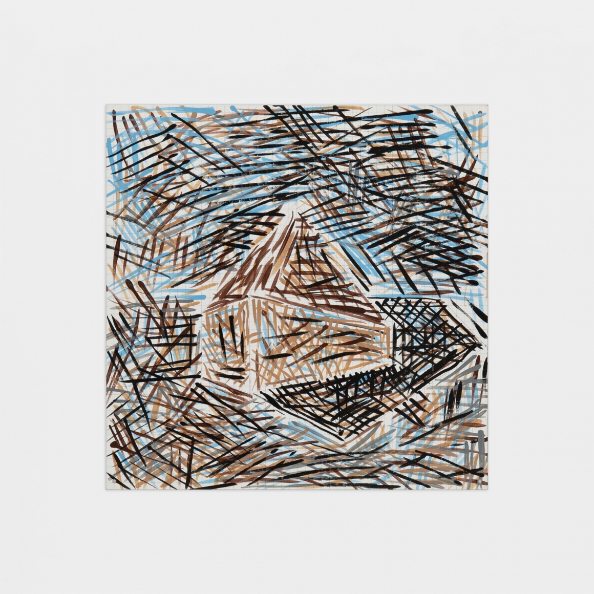Hatched painting of a house