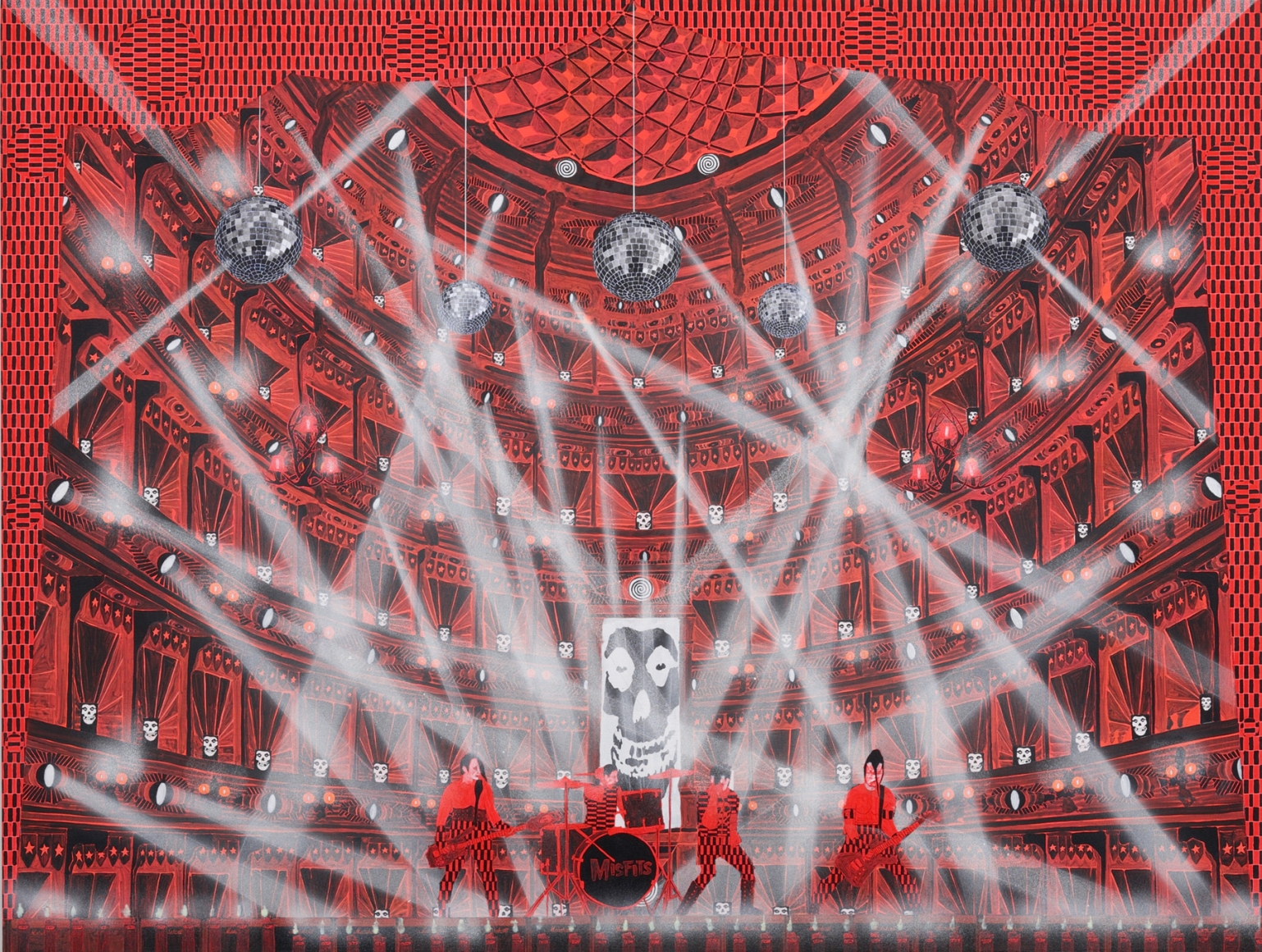 a painting of a concert by barnaby furnas in a contemporary art gallery in nyc