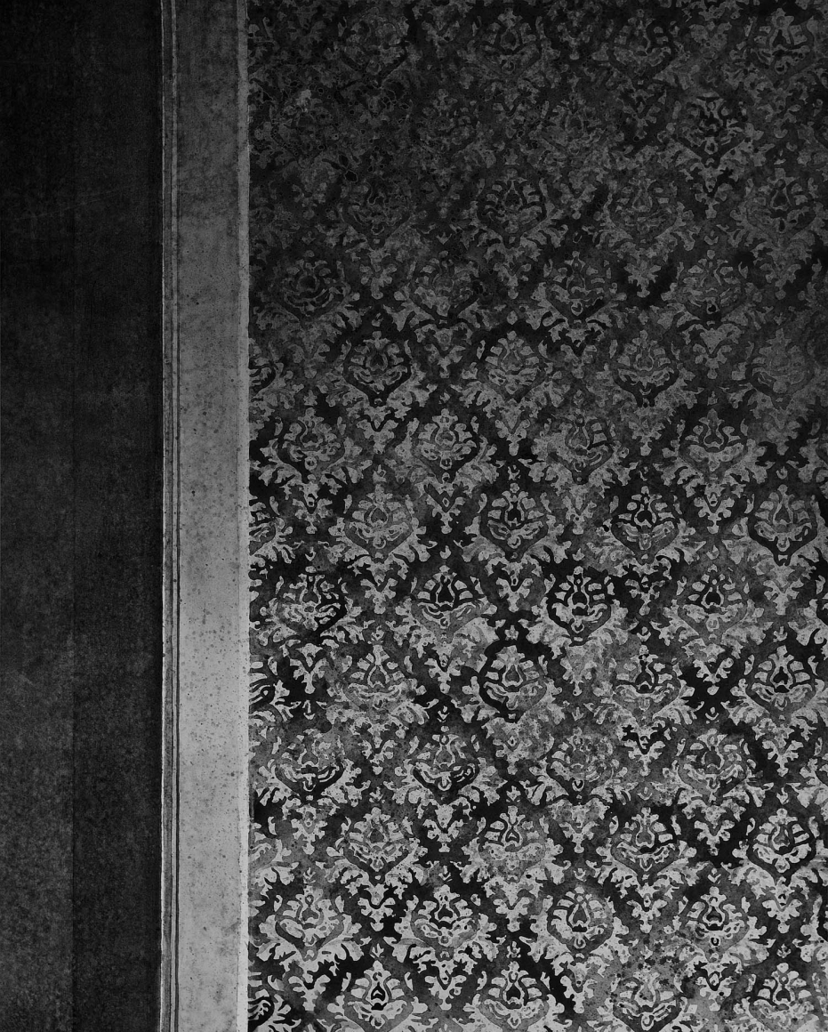 watercolor with patterned wall paper by hans op de beeck