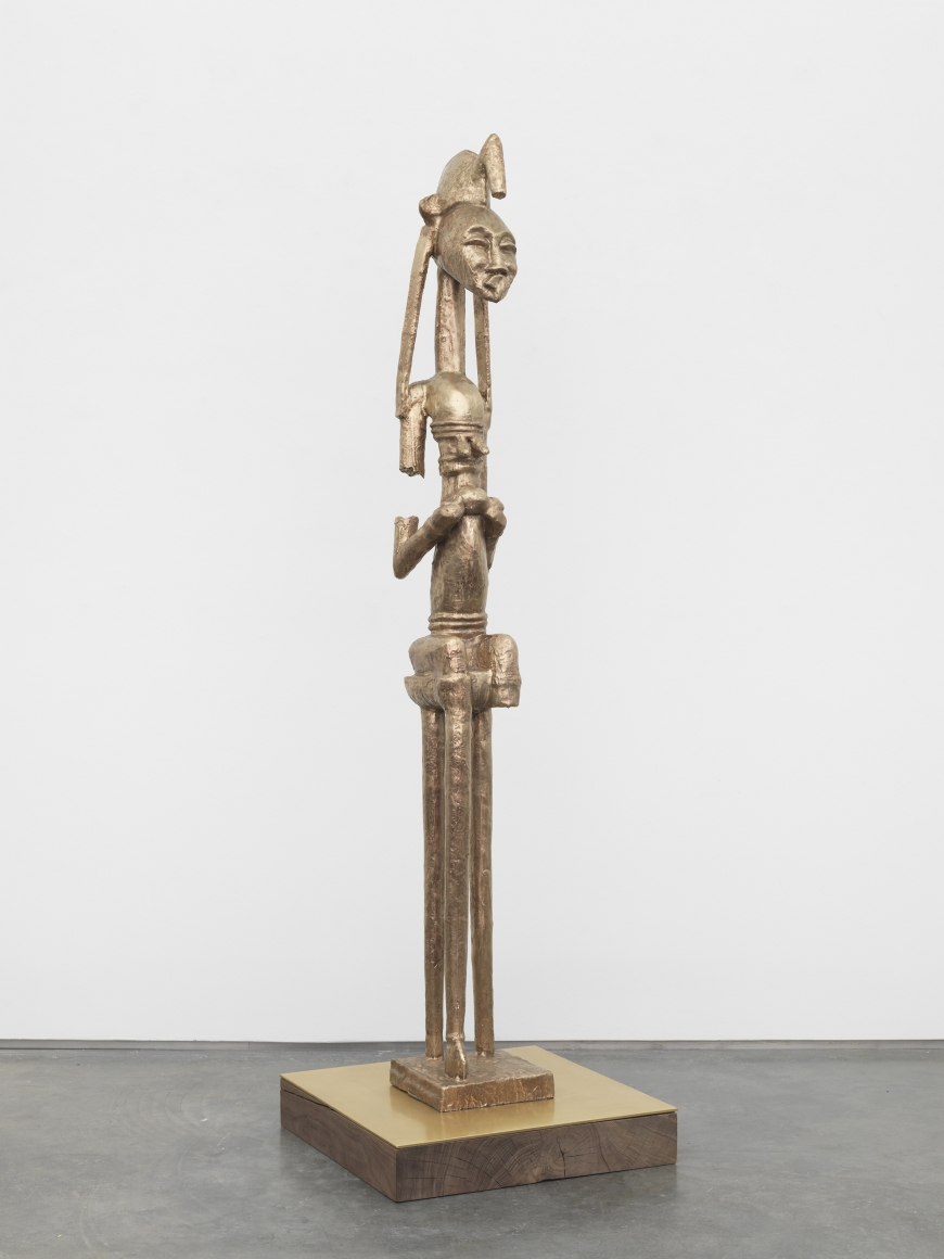 a bronze BAM sculpture inspired by African sculpture and made by Sanford Biggers