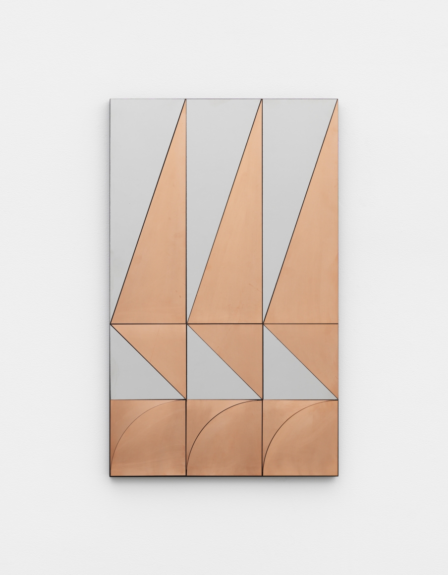 Untitled, 2017 Copper and mirror-polished stainless steel on MDF
