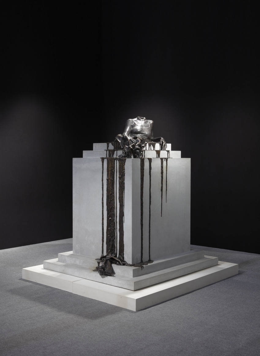a bronze sculpture of a female body by Diana Al-Hadid
