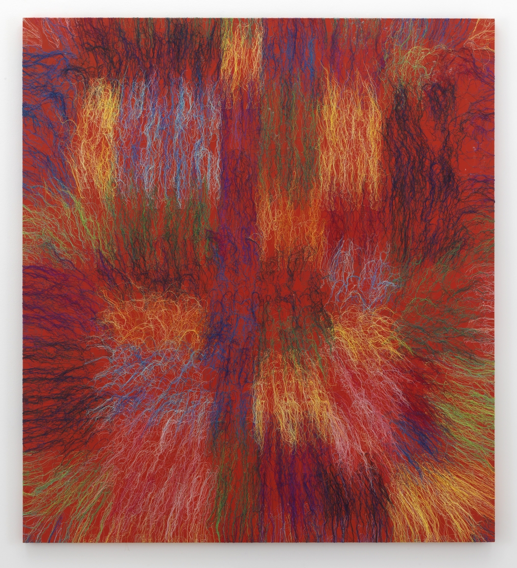 Red Bang - RFGA, 2014, Acrylic, embroidery and gel medium on canvas