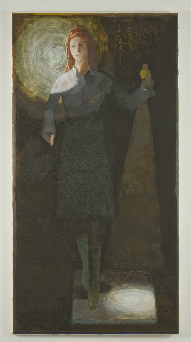 painting of a woman with a flashlight by jesse chapman