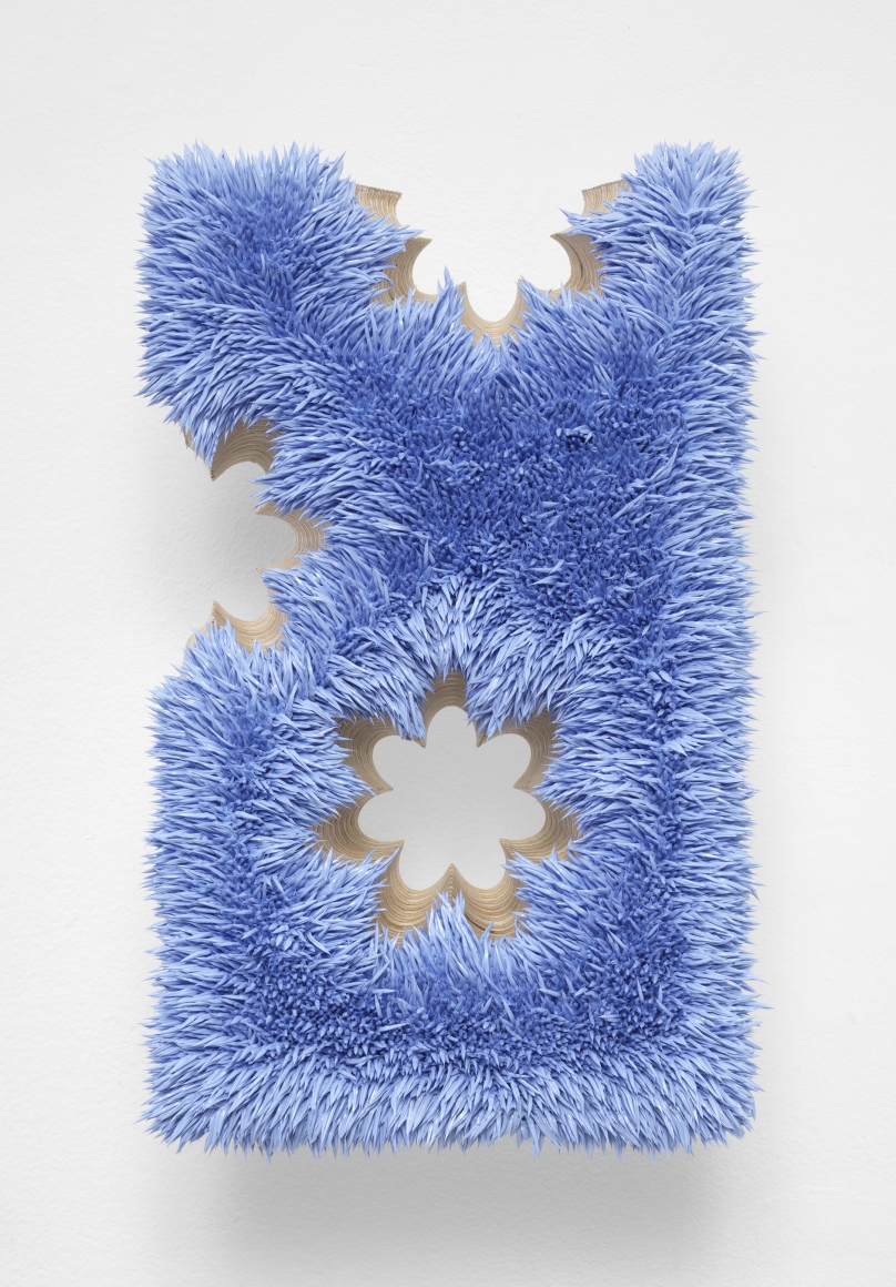 a small spore painting in radiant blue by contemporary artist donald moffett