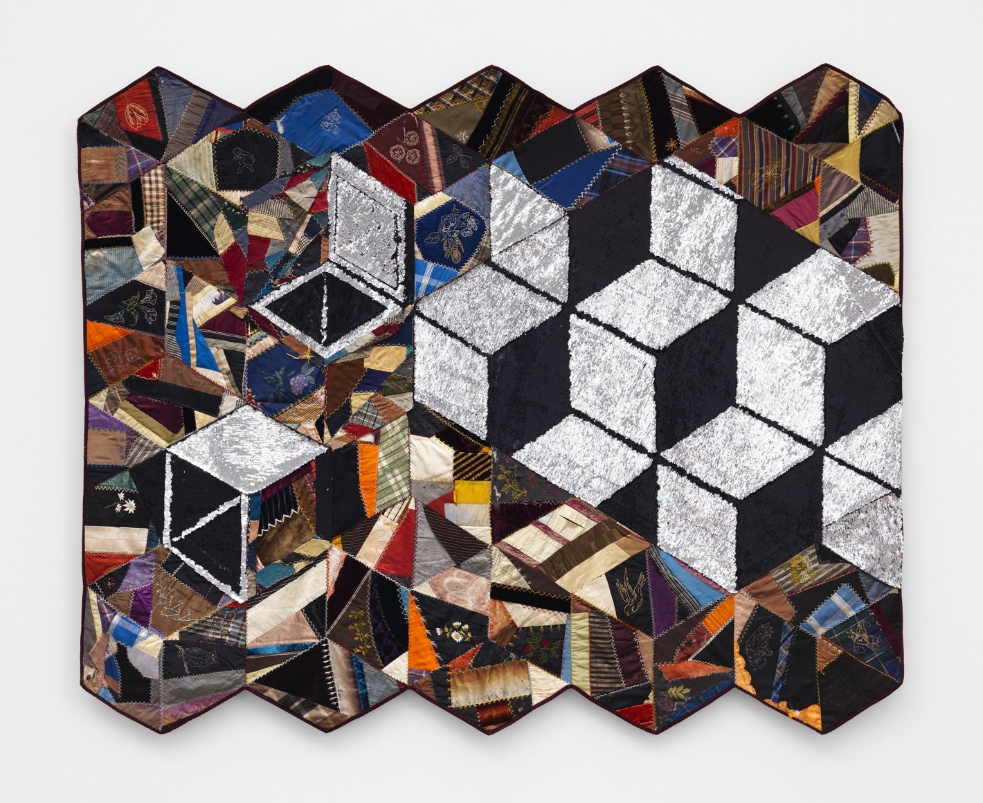 contemporary fiber artwork by Sanford Biggers for sale in a gallery exhibition