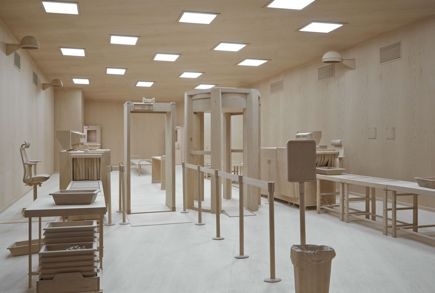 wood security checkpoint model by roxy paine