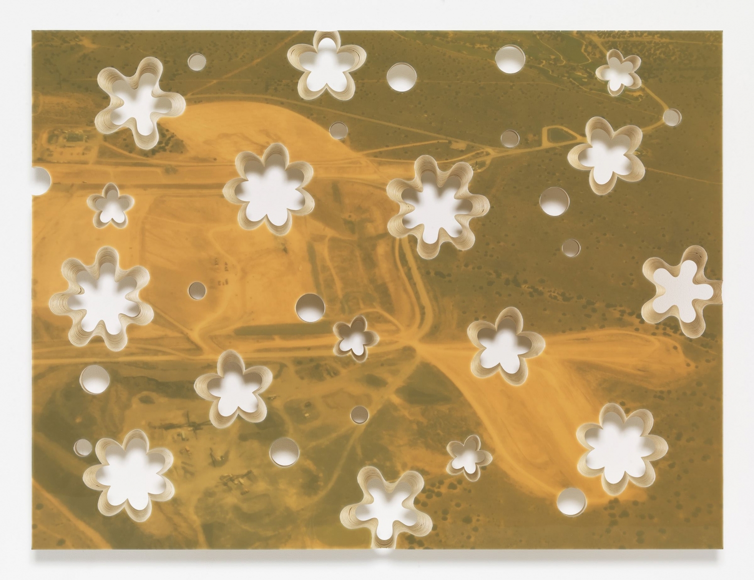 Lot 082516 (excavation), 2016, Pigmented epoxy resin, archival inkjet print on wood panel support with steel hardware
