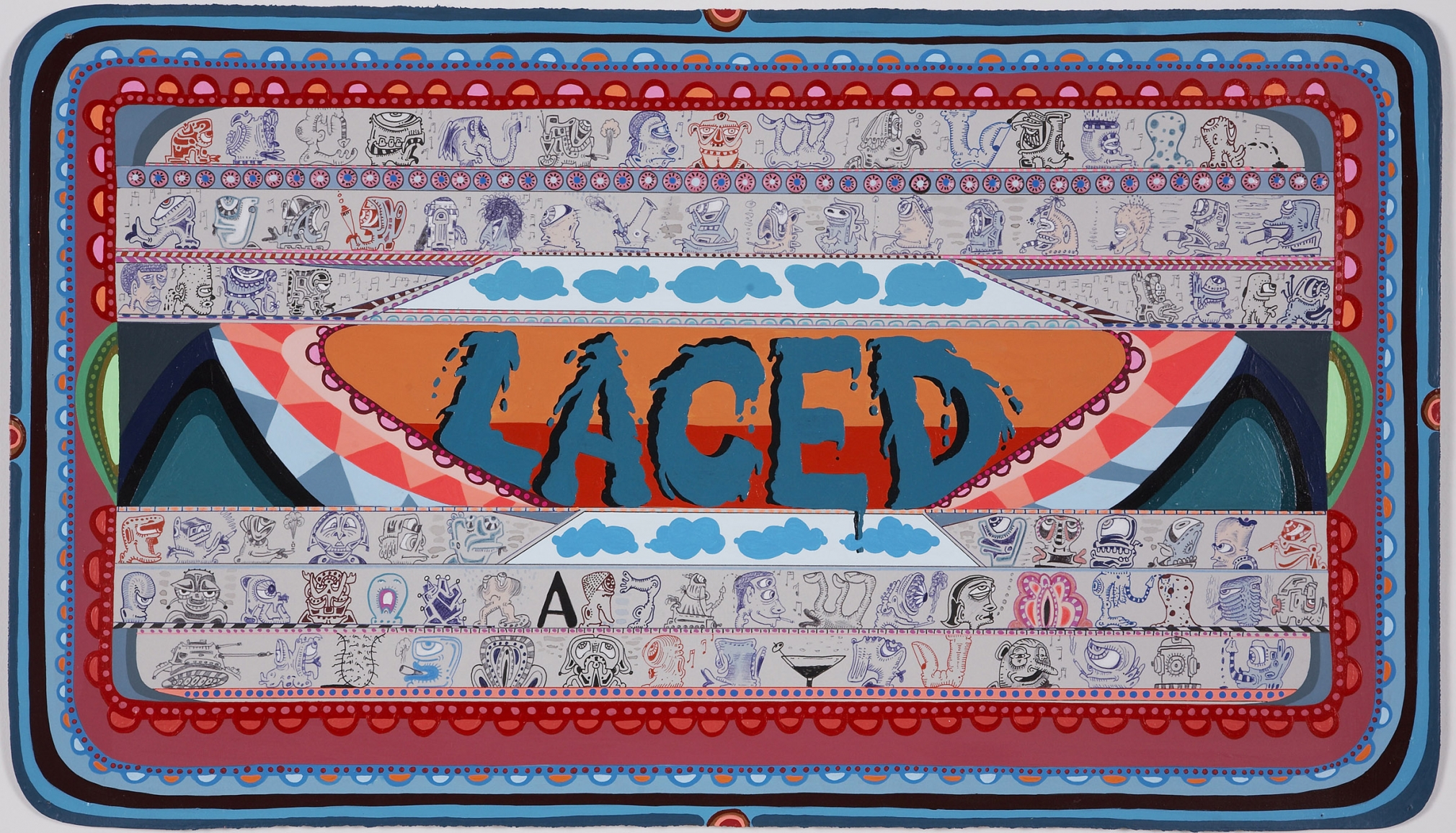Laced, 2008, Acrylic and ink on paper