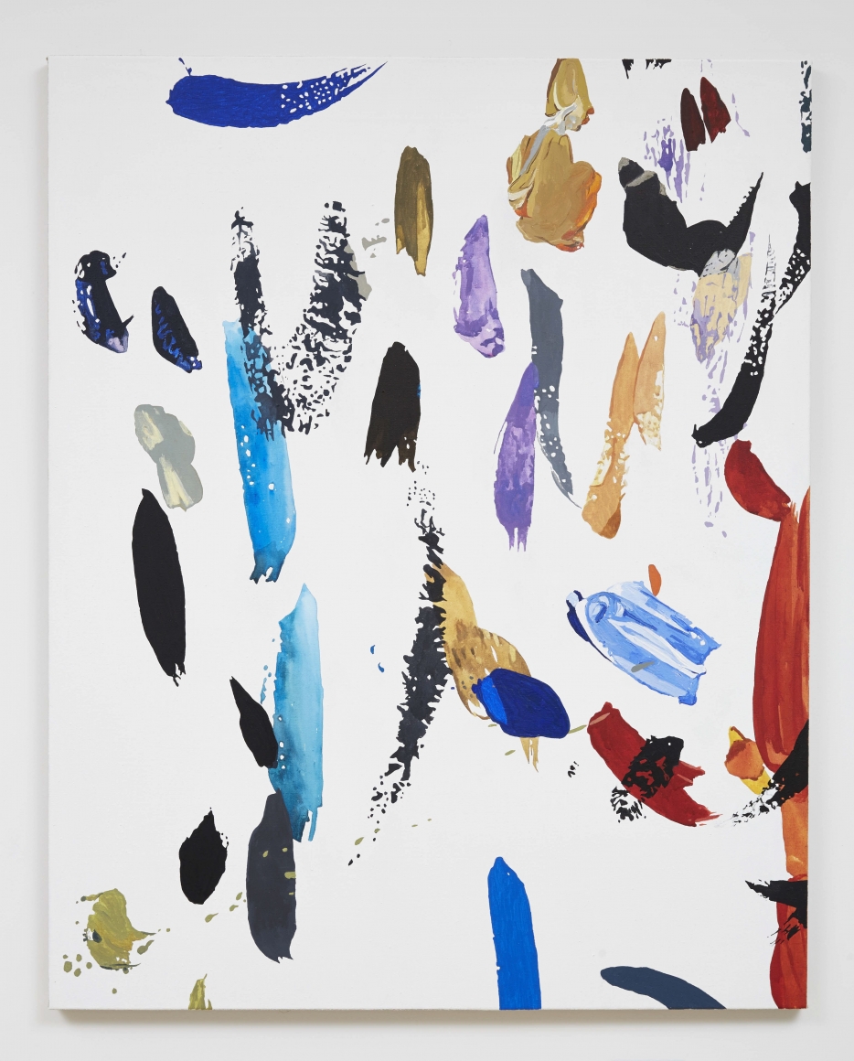 painting by melissa gordon with shocks of color on white background
