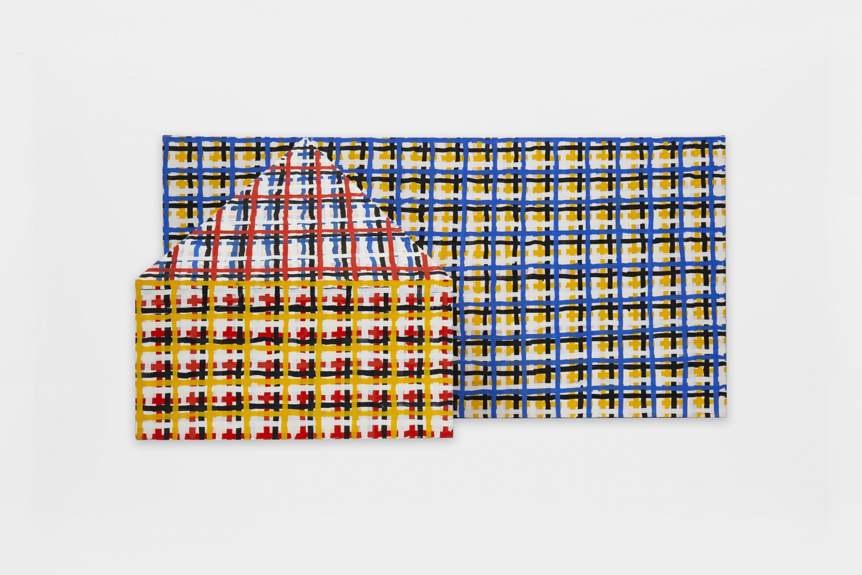 3-D House, Grid, 1998-99, Oil on canvas and wood