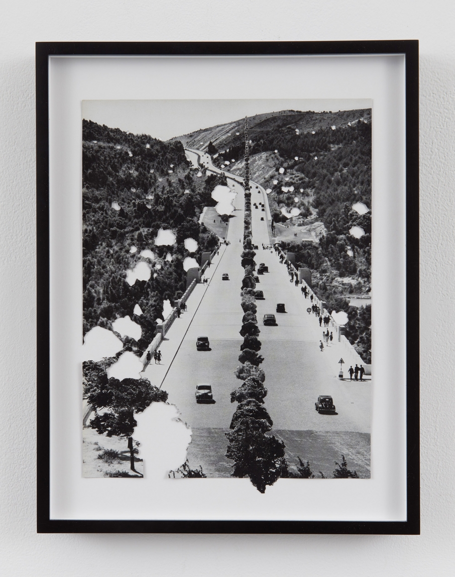 a photograph collage by Bjorn Braun in a contemporary art gallery in New York City