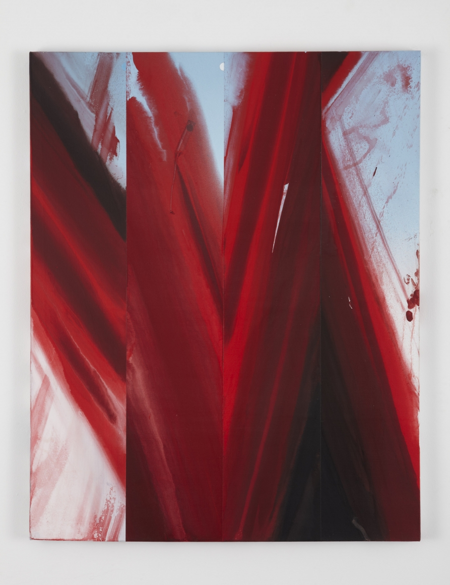 a red flood painting or a gestural brushstroke painting by barnaby furnas