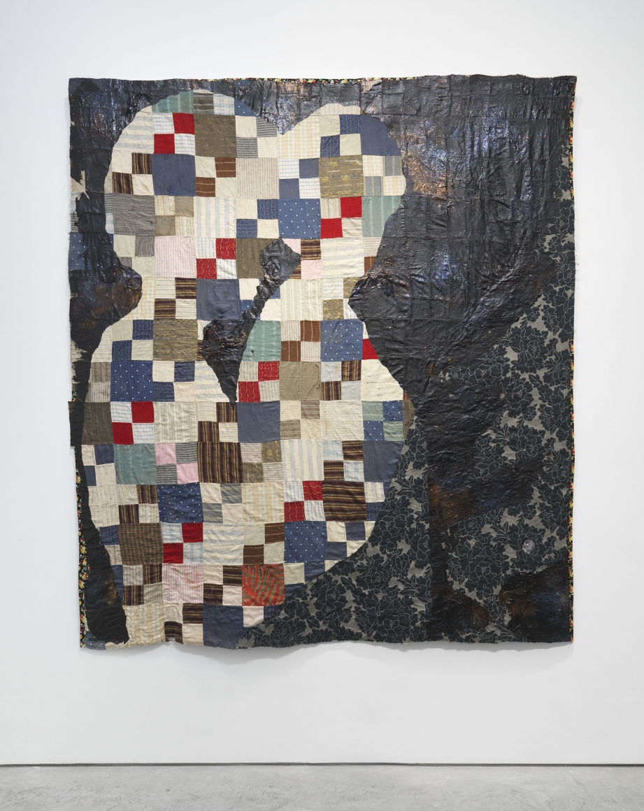 an antique quilt reworked as a work of contemporary art by Sanford Biggers