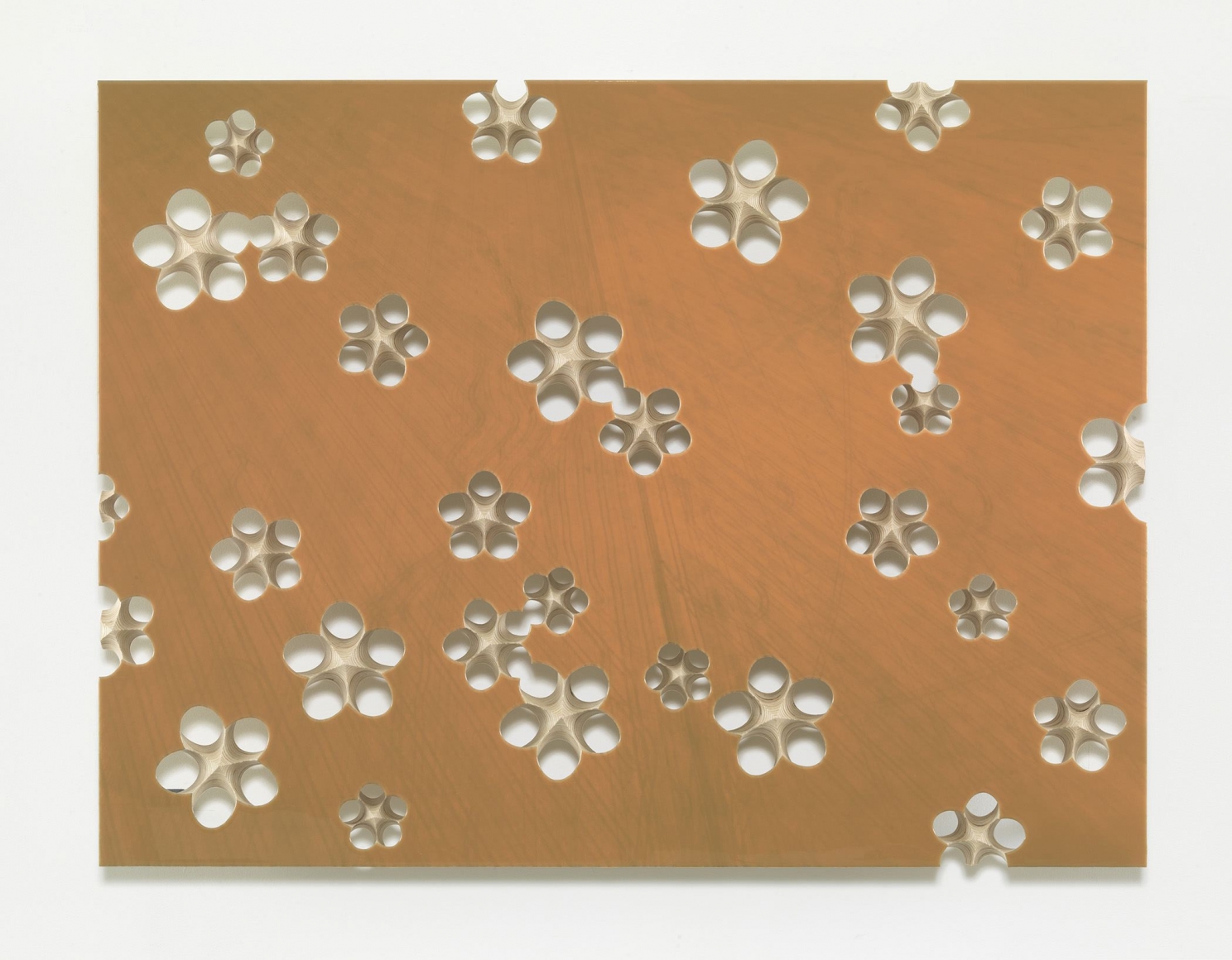 Lot 080916 (fallow field, amber), 2016, Pigmented epoxy resin, archival inkjet print on wood panel support with steel hardware