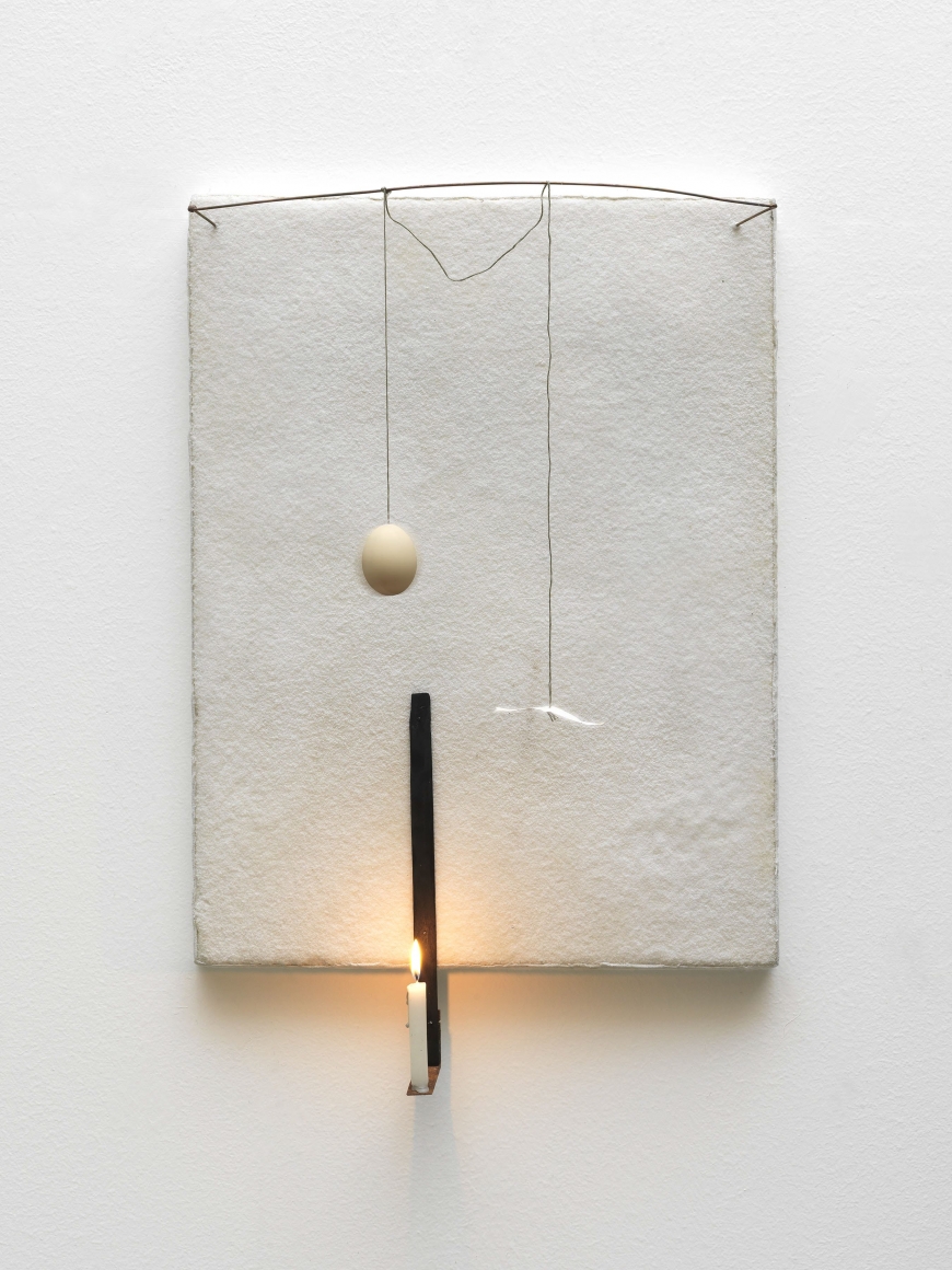 a sculpture made of many found objects by Italian contemporary artist Pier Paolo Calzolari