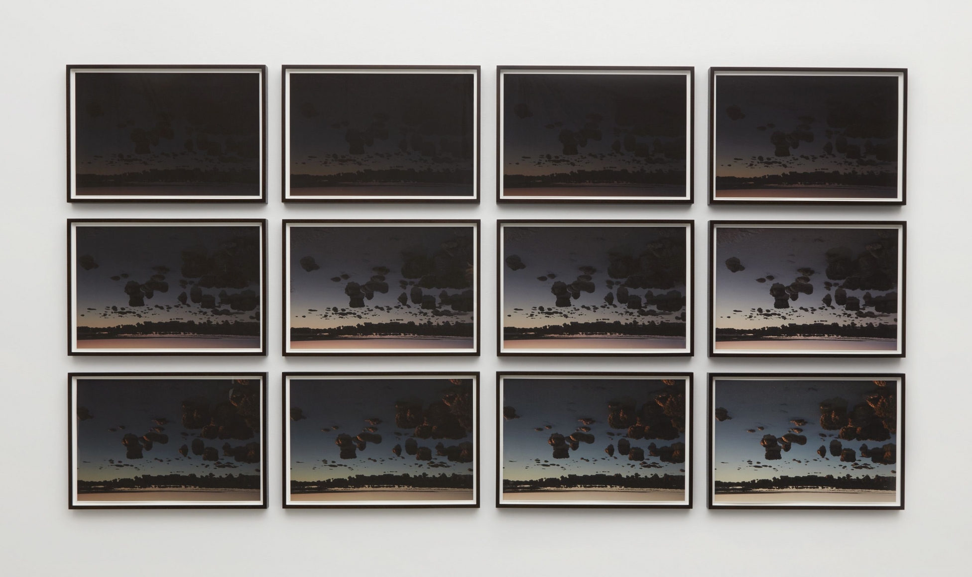 series of photographs of clouds by thiago rocha pitta in a chelsea art gallery