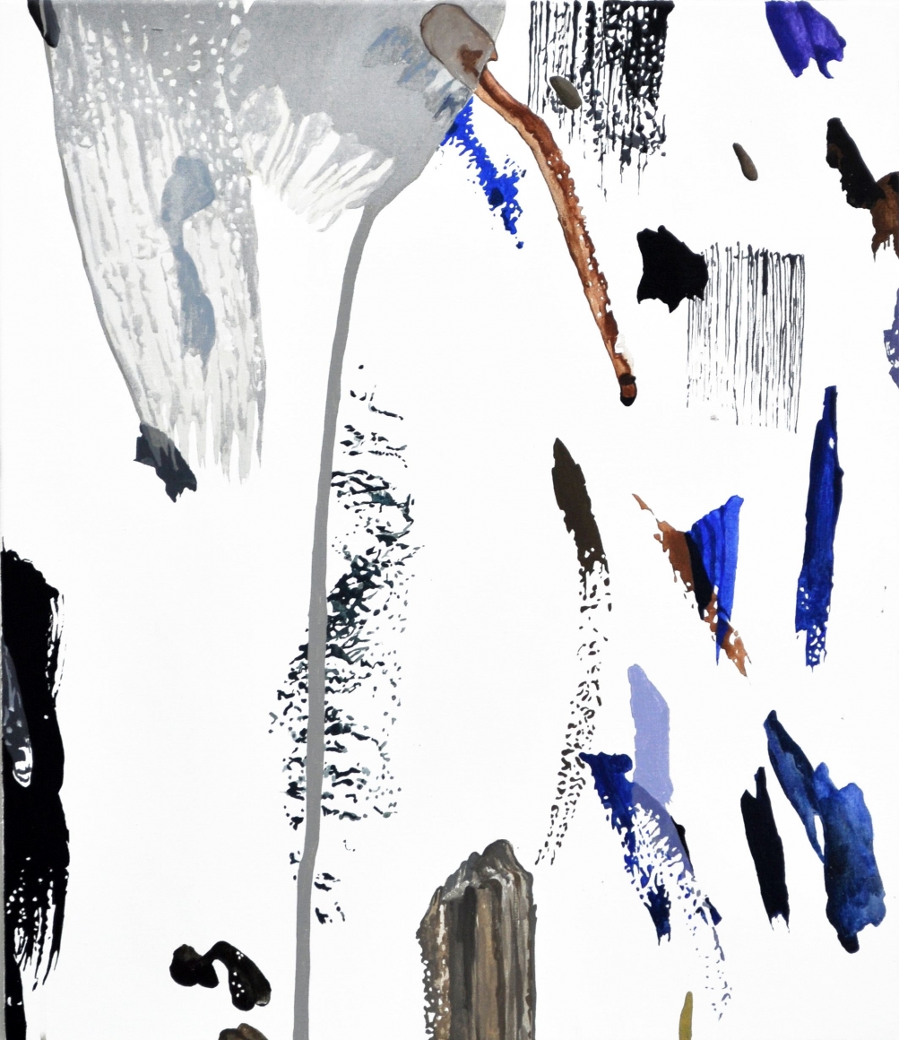 painting by melissa gordon with shocks of color on white background