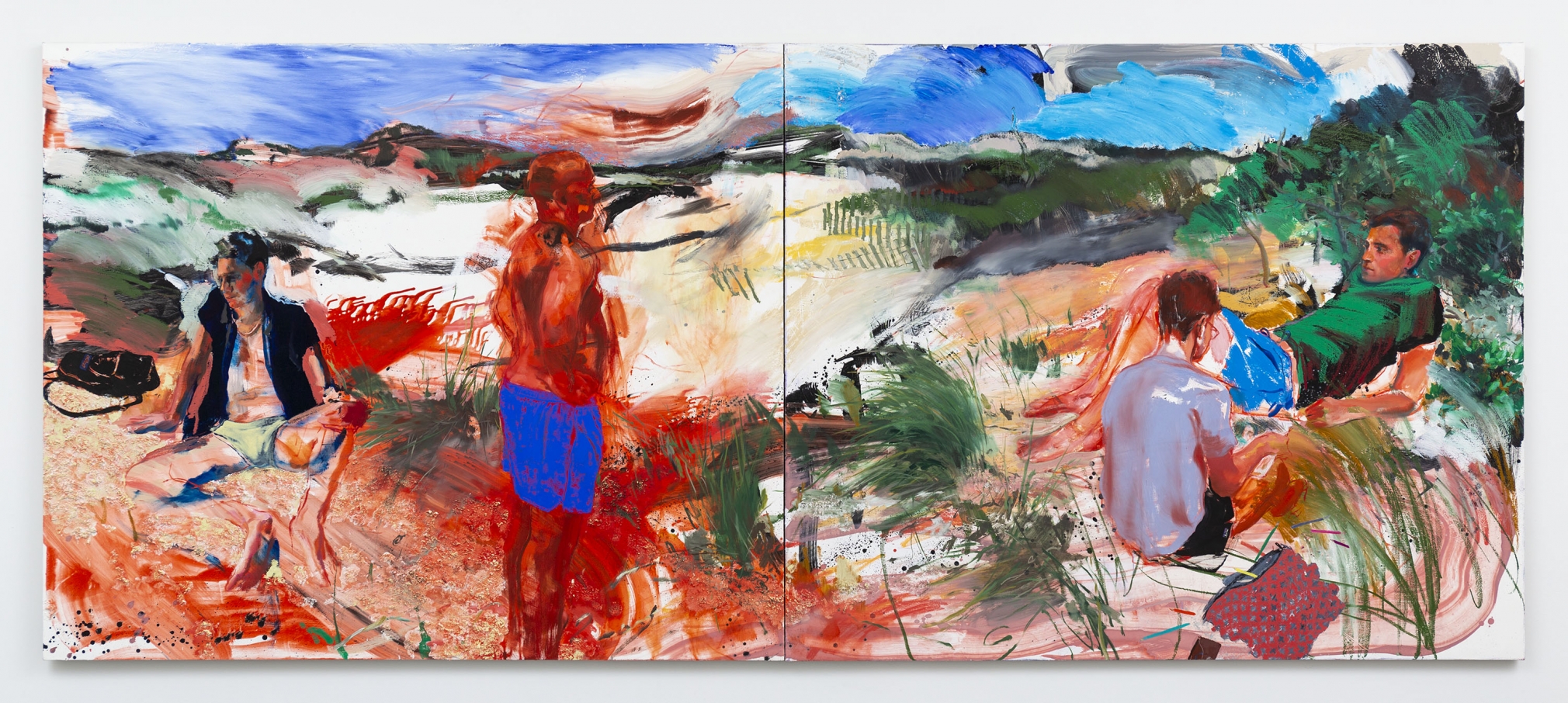 Doron Langberg, Drawing Mike, 2019, Oil and color pencil on linen