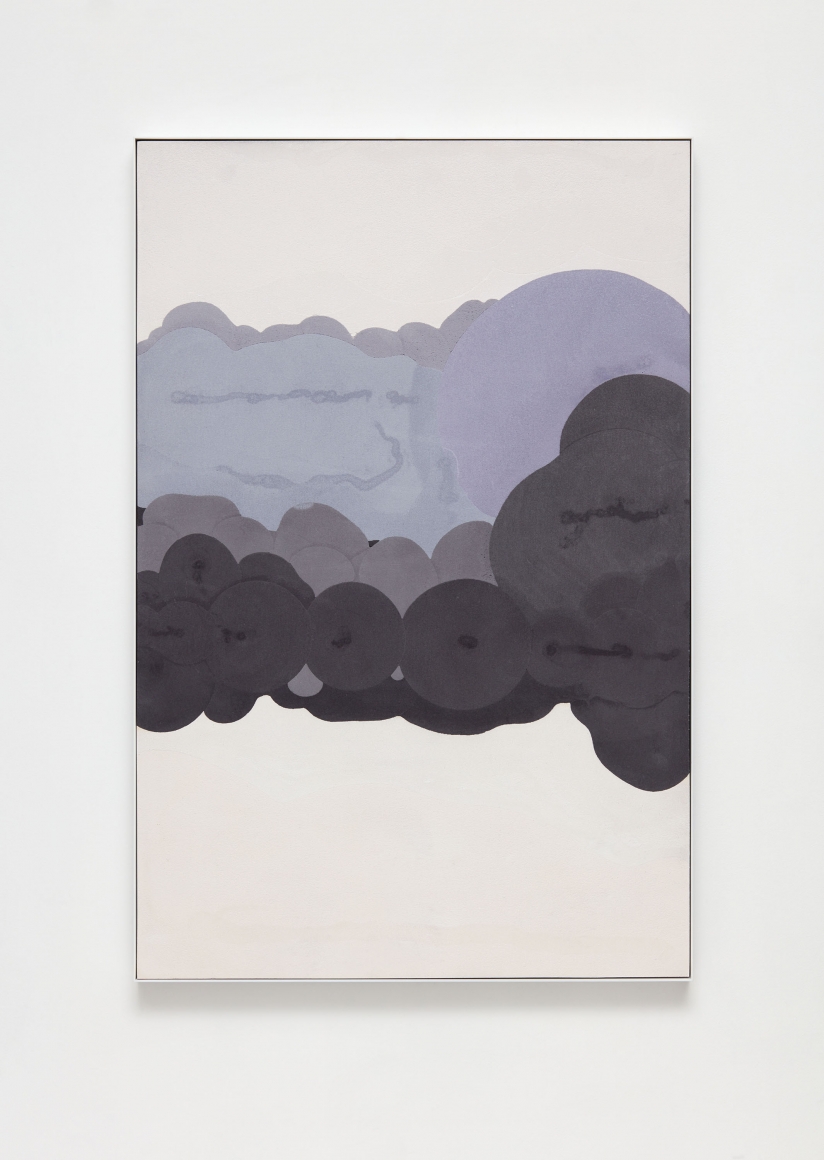 Untitled (Embedment), 2018, Interlock-cotton-embedded, pigmented hydrocal in enamel-finished aluminum frame
