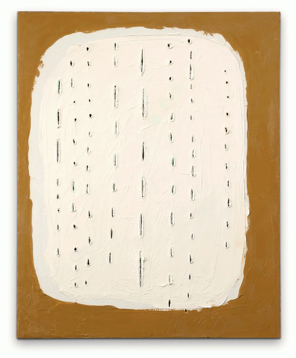 Lucio Fontana, Concetto Spaziale, 1960 Oil on canvas 100 x 81 cm. (39 3/8 x 31 7/8 in.) ©Helly Nahmad Gallery NY