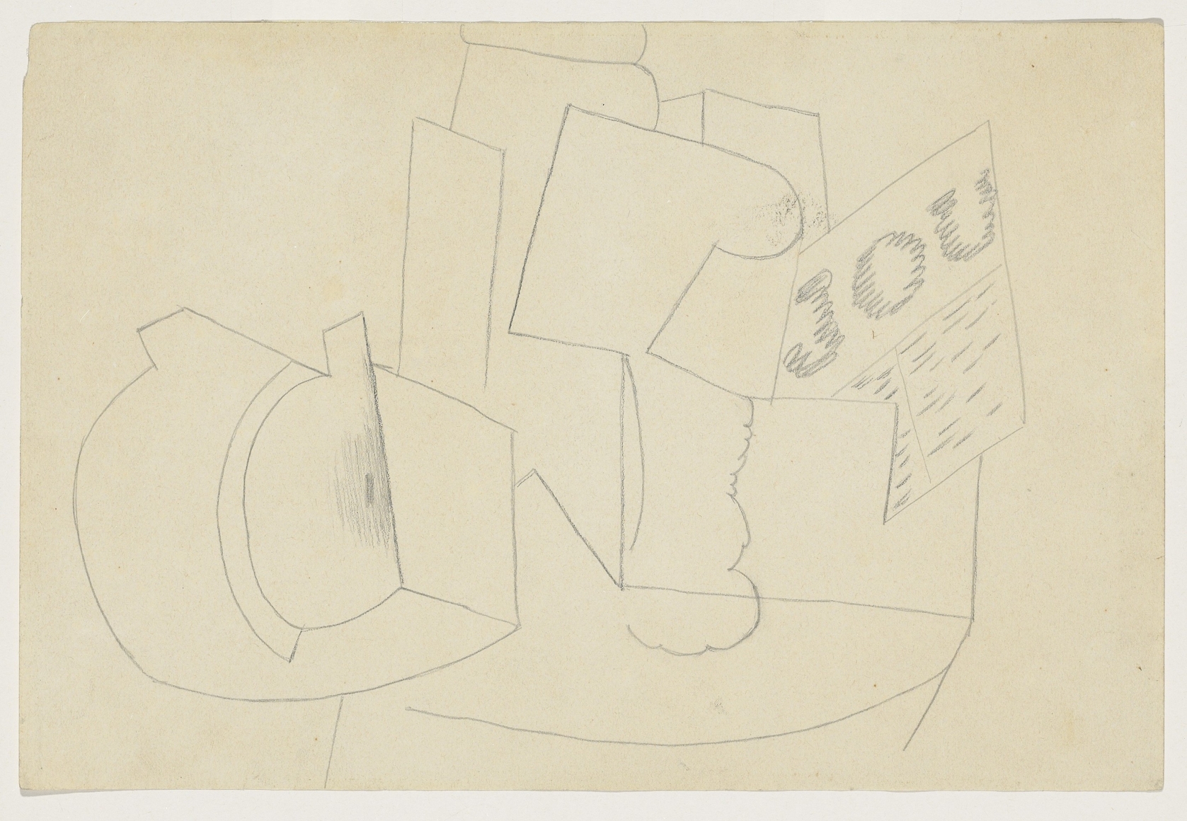 Pablo Picasso, Composition au Journal, 1914-15 Pencil on paper 19.7 x 29.4 cm. (7.4 x 11.4 in.)