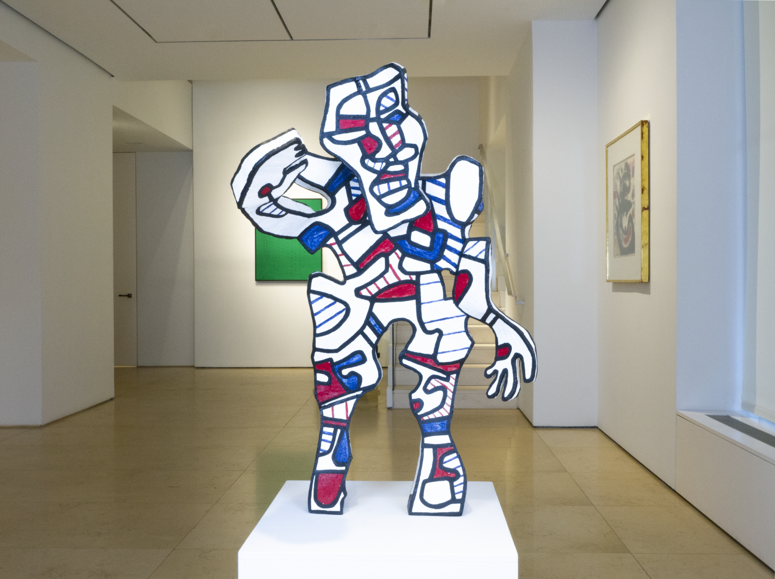 Installation view of Masterworks featuring the sculpture (the welcoming) "L'Accueillant" by Jean Dubuffet.