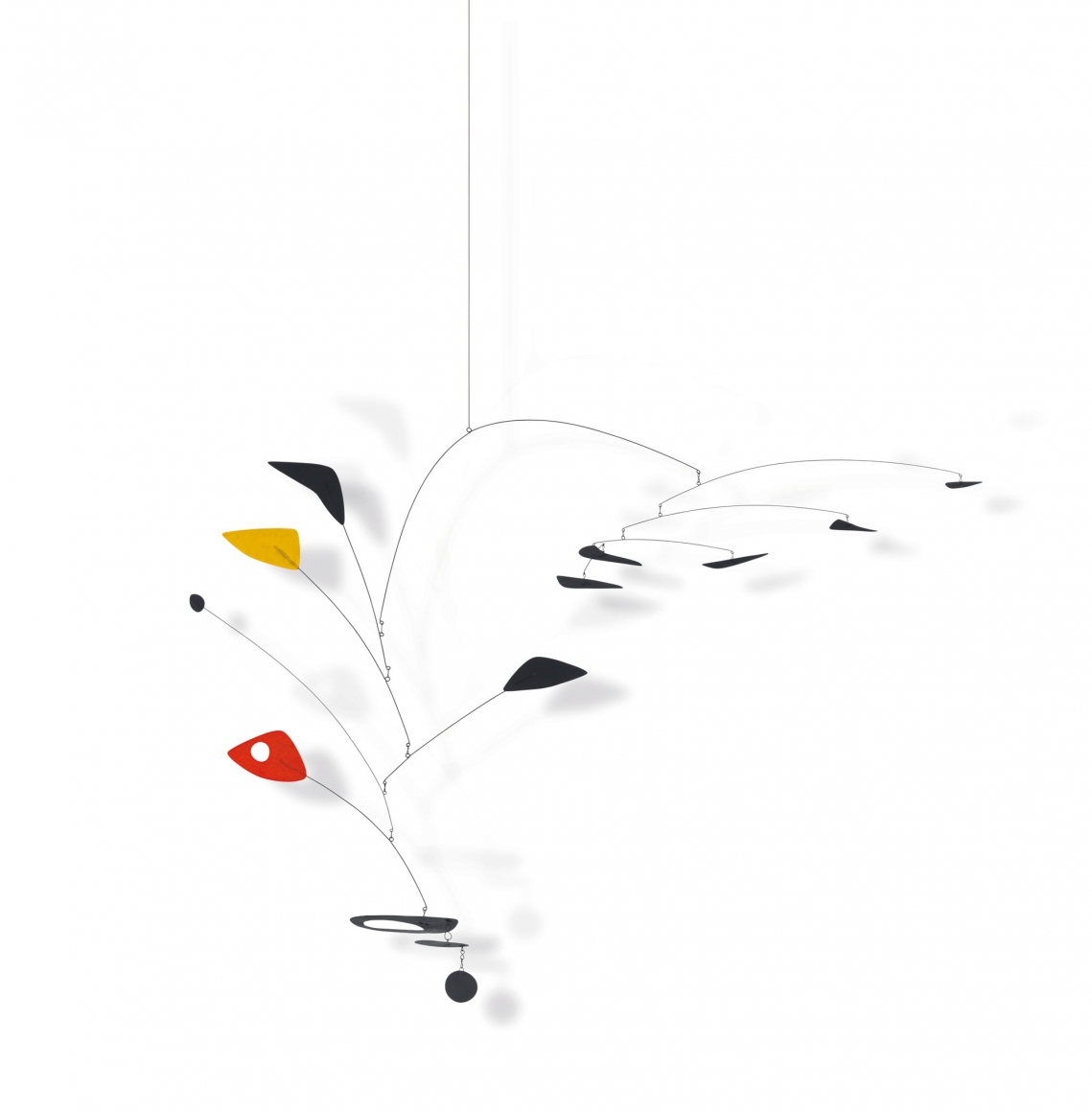 Alexander Calder, Untitled, 1948 Hanging mobile—sheet metal, wire and paint 134.6 x 182.8 x 63.5 cm. (53 x 72 in. x 25 in.) © 2018 Calder Foundation, New York / Artist Right Society (ARS), New York. ©Helly Nahmad Gallery NY.