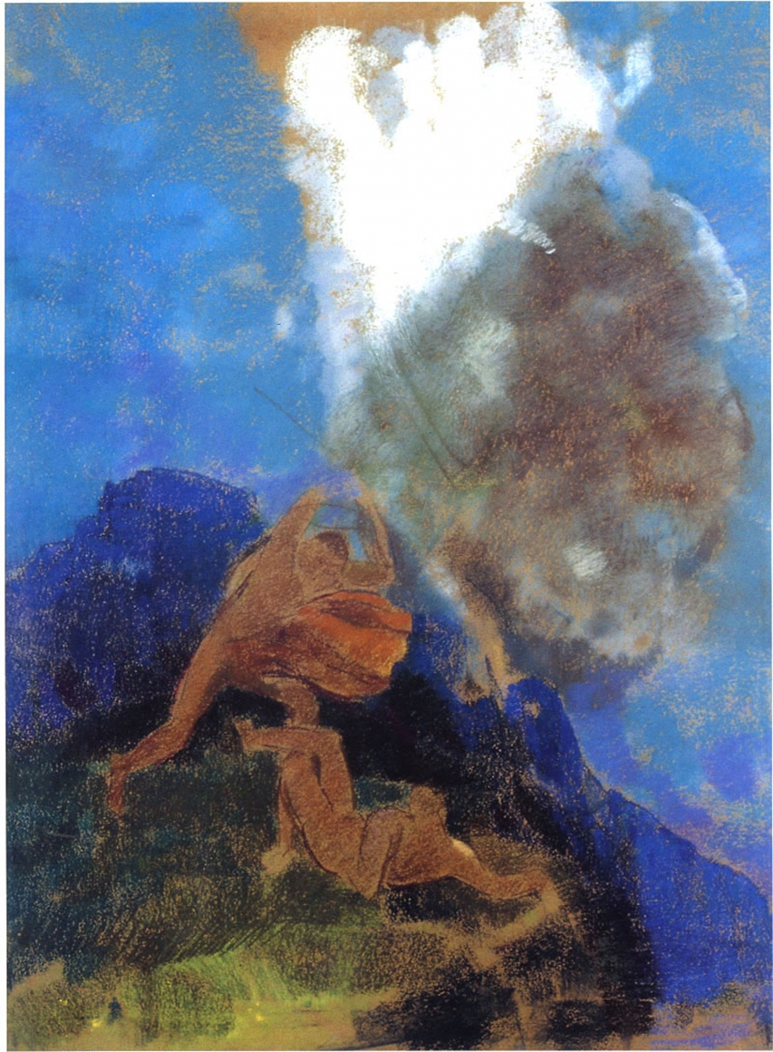 Odillon Redon, Caïn et Abel Pastel on Bistre paper 80 x 60 cm. (31 1/2 x 23.6 in.) ©Helly Nahmad Gallery NY