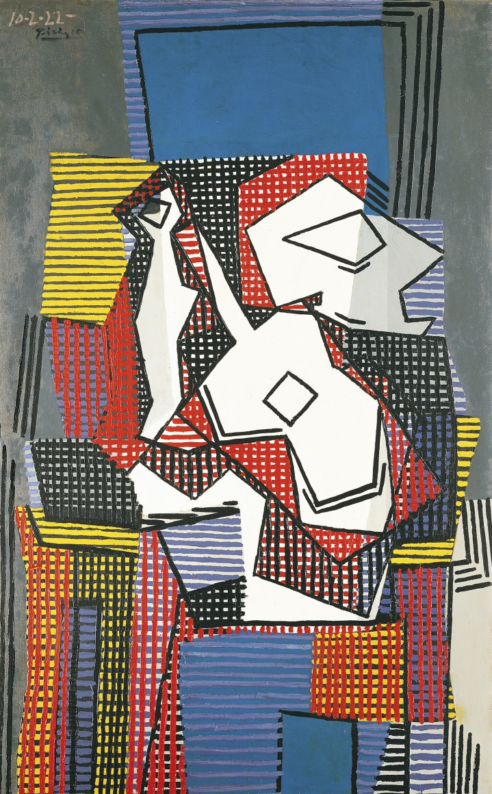 Pablo Picasso, Bouteille, Guitare, Compotier, 1922 Oil on canvas 116 x 73 cm. (45 3/4 x 28 3/4 in.)