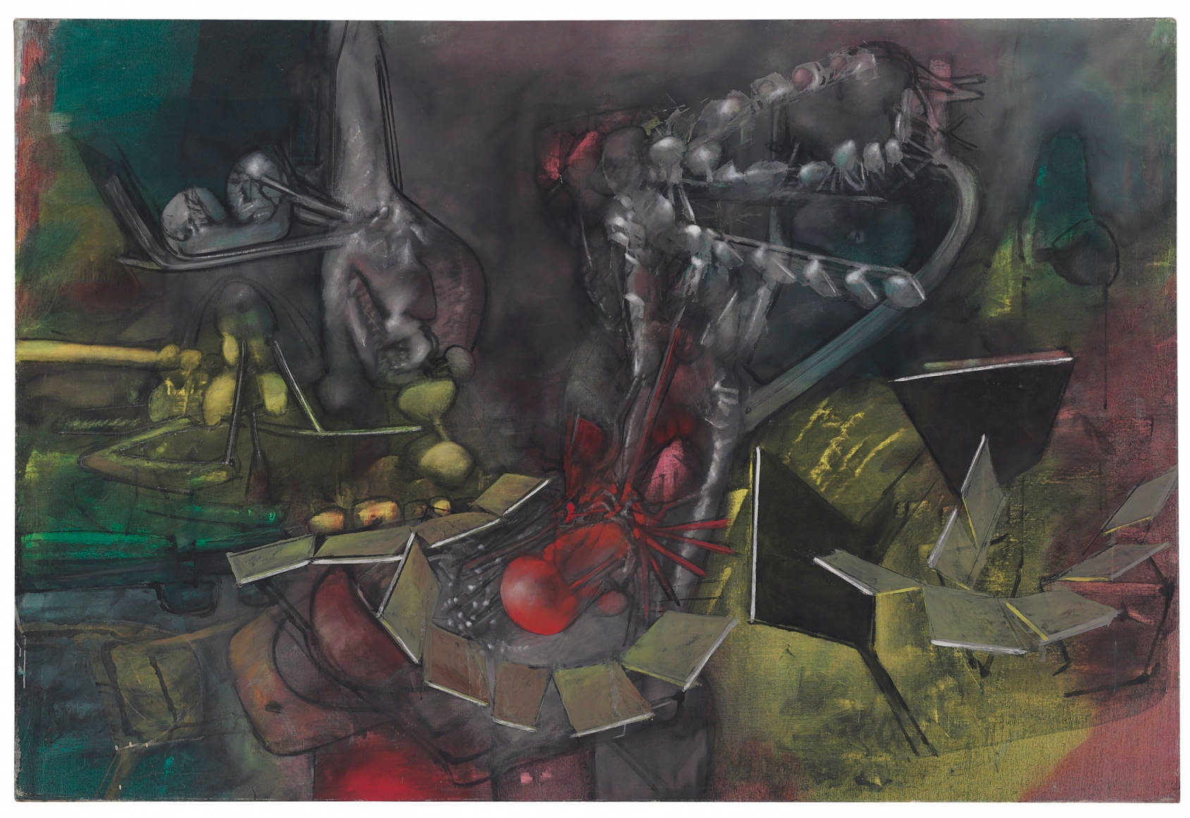 Roberto Matta, Dar a Luz un Mundo, 1960 Oil on canvas 200 x 300 cm. (82.5 x 121 in.) ©Helly Nahmad Gallery NY