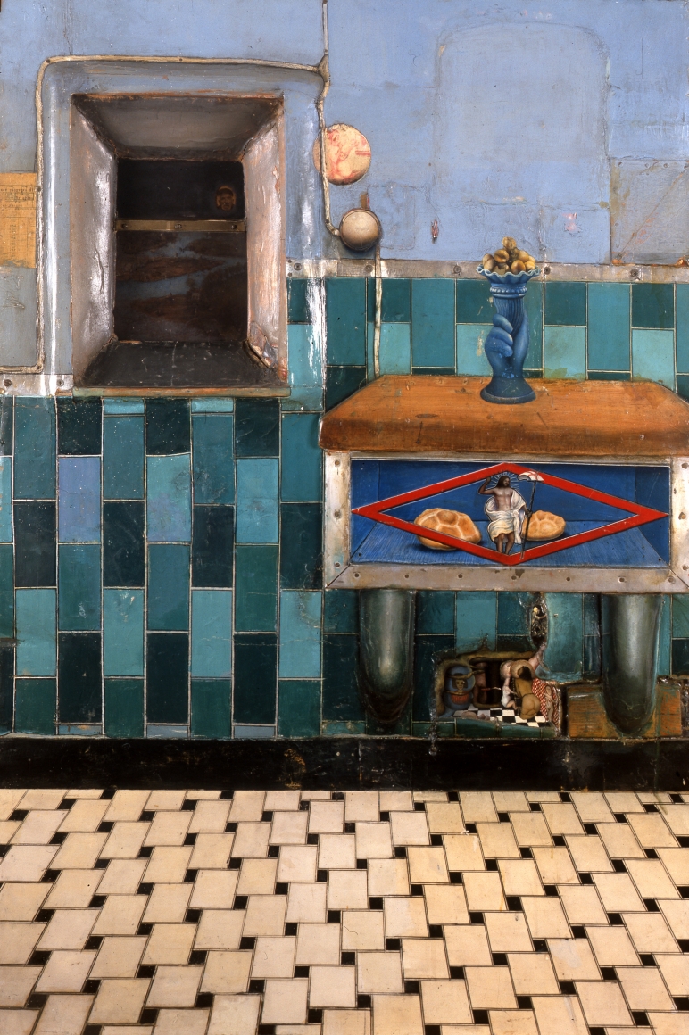 Gregory Gillespie, Bread Shrine (SOLD), 1969, mixed media on panel, 47 x 31 inches