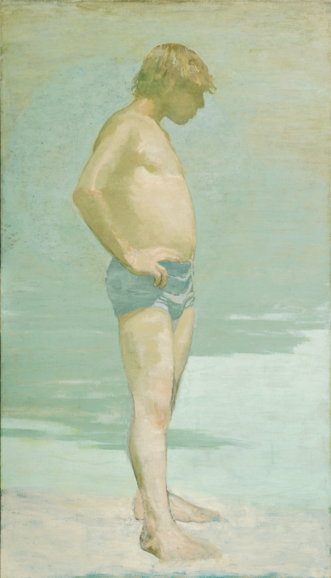 david levine, Bather (SOLD), nd, oil on canvas, 70 x 40 inches
