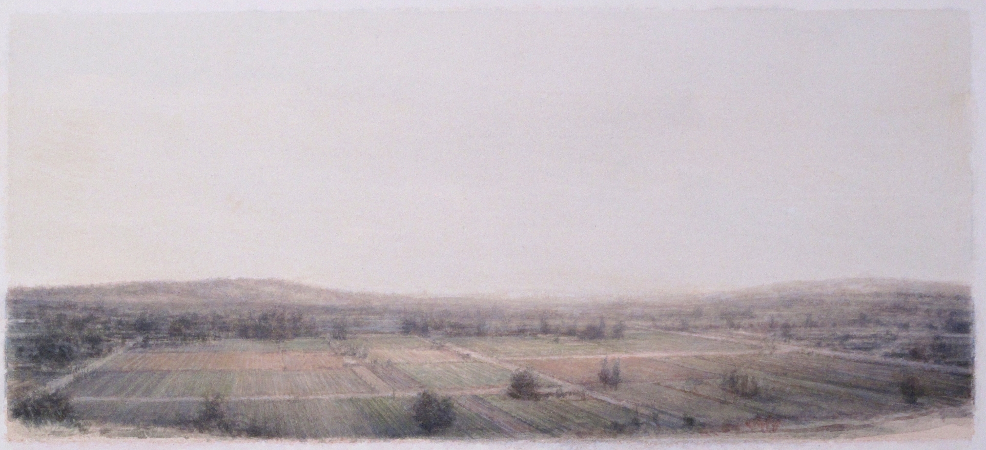 robert bauer, Landscape, 2016, tempera on paper, 13 1/2 x 18 3/4 inches