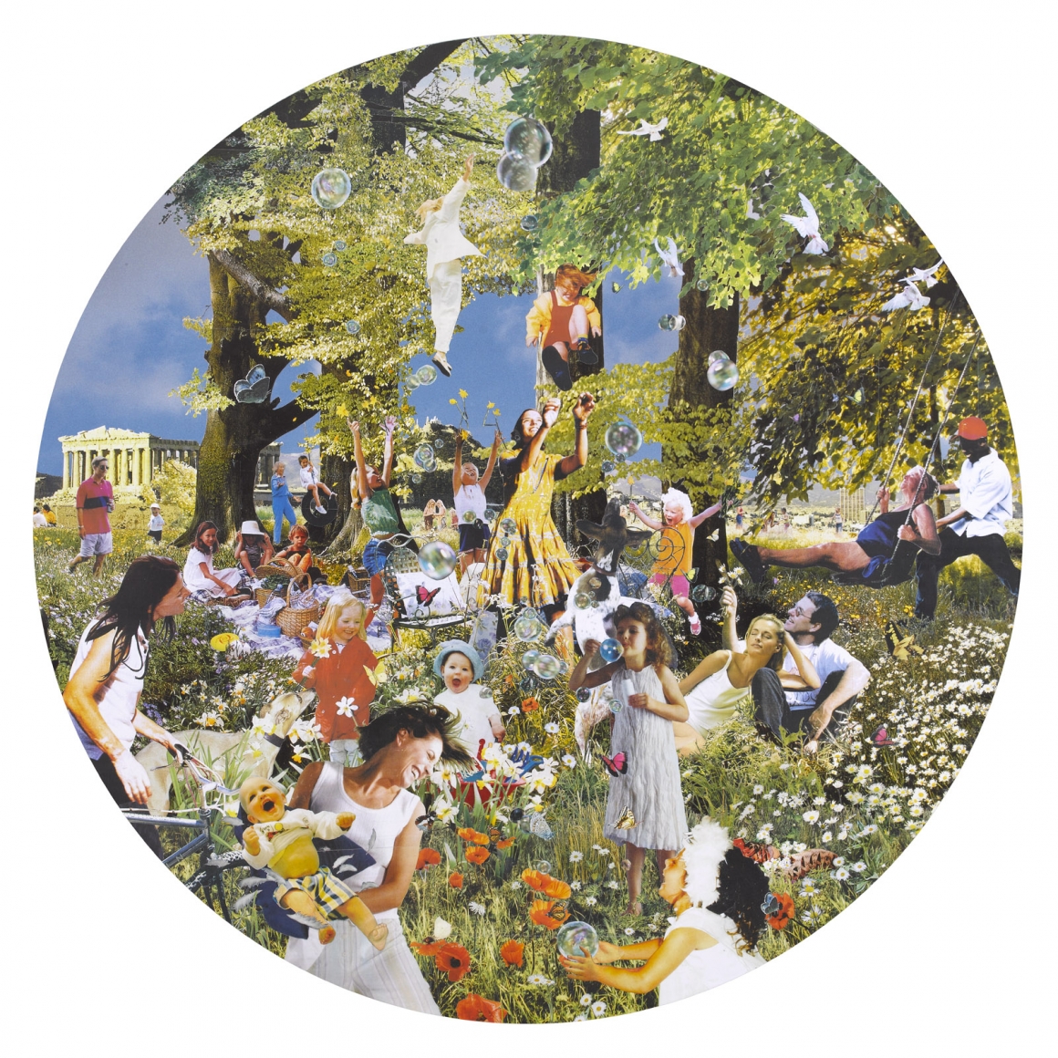 David Mach, Heaven-Athens, 2011, Painting on paper with applied photo montage (unique), 60 x 60 inches